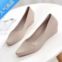 SUNTEK浅口时尚凉鞋女夏天网红包头防滑坡跟单鞋尖头粗跟沙滩外穿ins潮