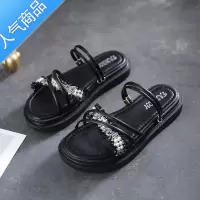 SUNTEK仙女风两穿凉鞋女夏季平底2023年新款百搭学生厚底外穿凉拖鞋罗马