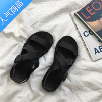 SUNTEK韩国ins凉鞋2023女春夏新款交叉P露趾百搭学生个性休闲鞋厚底鞋