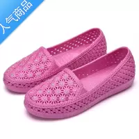 SUNTEK护士鞋夏季女白色塑胶凉鞋软底妈妈鞋女平底水钻沙滩鞋雨鞋女