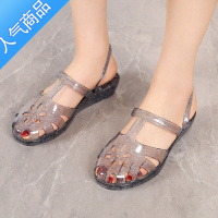 SUNTEK百搭时尚包头凉鞋女夏水晶舒适镂空防滑两穿罗马休闲凉拖ins网红