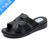 SUNTEK夏季新款中年妈妈鞋女平底防滑软底外穿时尚中老年凉拖鞋粗跟凉鞋