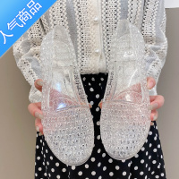 SUNTEK时尚休闲百搭粗跟妈妈凉鞋女夏防滑加厚包头镂空水晶透明塑料单鞋