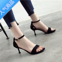 SUNTEK2023夏季新款露趾凉鞋女ins潮细跟百搭仙女一字带网红性感高跟鞋