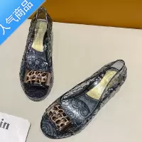 SUNTEK塑料高跟时尚外出韩版凉鞋鱼嘴增高坡跟女夏季水晶透明网红ins潮