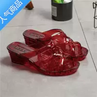 SUNTEK中跟女拖鞋夏季新款防滑厚底增高凉拖鞋不臭脚坡跟水晶凉鞋居家