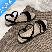 SUNTEK平底凉鞋女夏季2023年新款韩版百搭学生简约法式时装配裙子罗马鞋