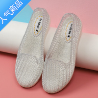 SUNTEK透明水晶果冻凉鞋女夏季塑料透气洞洞鞋平底防滑可湿水妈妈工作鞋