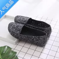 SUNTEK塑料凉鞋女夏季平底工作鞋镂空洞洞鞋休闲沙滩鞋女印花包头妈妈鞋