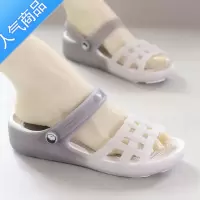 SUNTEK防滑厚底外出凉鞋女坡跟夏季果冻沙滩洞洞鞋增高跟软底凉拖鞋外穿