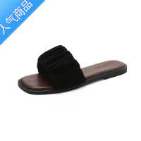 SUNTEK法式高级感平底一字拖鞋女夏季外穿凉拖ins凉鞋沙滩女款鞋子