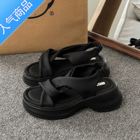 SUNTEK厚底踩屎感运动休闲罗马凉鞋女夏季2023年新款时尚松糕防滑孕妇鞋