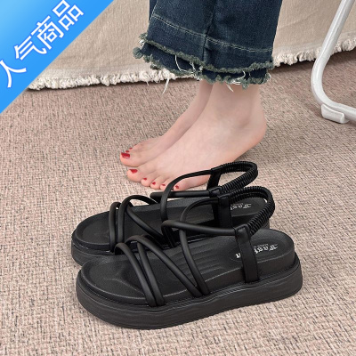 SUNTEK罗马凉鞋女2023新款夏季厚底法式百搭外穿运动仙女风配裙子沙滩鞋