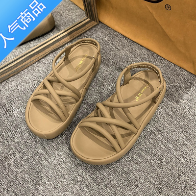 SUNTEK高级感罗马时装凉鞋女外穿2023夏季新款复古仙女风厚底百搭沙滩鞋