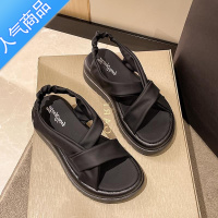 SUNTEK厚底凉鞋女夏外穿2023年新款ins潮配裙子软皮仙女风学生交叉拖鞋