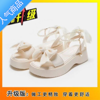 SUNTEK网红凉鞋女2023新款夏季厚底高级感法式仙女风蝴蝶结罗马鞋R