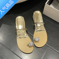 SUNTEK平底高跟水钻套趾凉拖鞋女夏季外穿2023年新款仙女风法式小众凉鞋