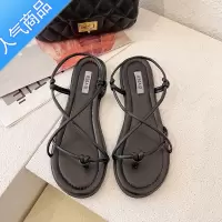 SUNTEK大码女鞋41—43肥脚宽胖网红学生平底凉鞋女软底沙滩罗马凉鞋42潮