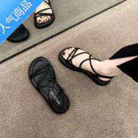 SUNTEK罗马凉鞋女仙女风2023年新款夏季学生小清新软底平底配裙子女鞋子