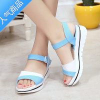 SUNTEK2023春夏季新品拼色厚底女凉鞋低跟休闲时尚百搭学生凉鞋女防滑潮