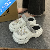 SUNTEK增高厚底洞洞鞋小香风凉鞋女夏季外穿2023新款防滑时尚百搭凉拖鞋