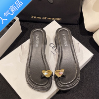 SUNTEK松糕厚底坡跟凉鞋女春夏外穿2023新款网红透明一字带套趾时尚凉拖