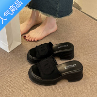 SUNTEK小香风一字凉拖鞋女夏季外穿2023新款防水台增高厚底高跟凉鞋拖鞋