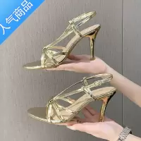 SUNTEK一字带凉鞋女2023年夏季新款仙女风性感气质高跟鞋细跟露趾罗马鞋
