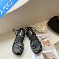 SUNTEK仙女风法式厚底罗马高跟套趾夹趾一字扣凉鞋女2023新款夏季配裙子