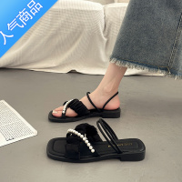 SUNTEK法式仙女风平底绝美凉鞋女夏外穿配裙子2023新款气质百搭罗马凉拖