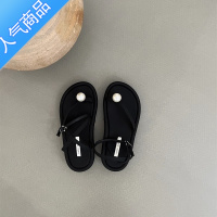 SUNTEK厚底凉鞋女夏款2023年韩版法式仙女风休闲百搭一字扣带罗马平底鞋