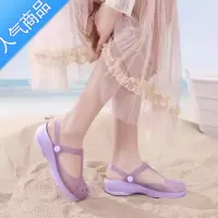 SUNTEK新款护士洞洞鞋女孕妇包头凉鞋夏防滑厚底果冻沙滩鞋外穿软底拖鞋
