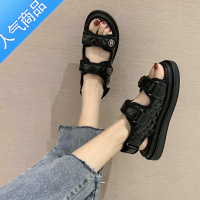 SUNTEK小香风凉鞋女2023年新款仙女风厚底百搭平底运动魔术贴女鞋ins潮