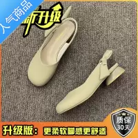 SUNTEK时尚包头单凉鞋女2023年春夏季新款粗跟圆头复古一字带玛丽珍单鞋