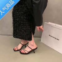 SUNTEK法式高跟鞋一字带凉拖鞋女外穿2023新款夏季仙女风高级感细带凉鞋