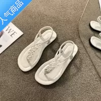 SUNTEK高级感绝美凉鞋女夏季外穿配裙子2023新款平底夹脚网红沙滩人字拖