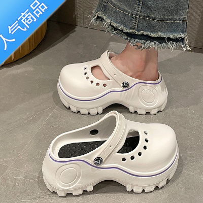 SUNTEK超高跟洞洞鞋女外穿ins潮夏季时尚休闲百搭沙滩厚底增高防滑凉鞋