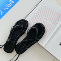 SUNTEK交叉绑带凉鞋女夏平底软底夹脚人字凉拖百搭仙女2023年新款罗马鞋