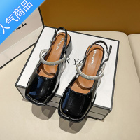 SUNTEK2023年新款中跟高跟玛丽珍鞋子女春夏季粗跟单鞋一字扣带包头凉鞋