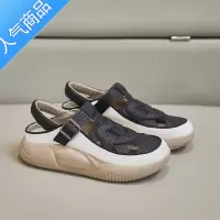 SUNTEK夏季复古风时尚松糕厚底软底凉鞋运动百搭镂空女鞋皮带扣包头凉鞋