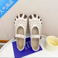 SUNTEK小众复古镂空女鞋玛丽珍2023年夏季新款妈妈凉鞋软皮软底舒适单鞋
