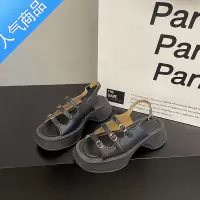 SUNTEK法式高级感增高厚底罗马凉鞋女款2023夏季新款方头松糕沙滩鞋百搭