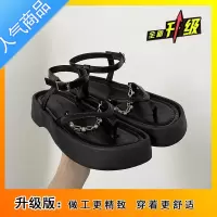 SUNTEK复古沙滩厚底凉鞋女2023年新款夏季百搭黑色软底高级感仙女鞋