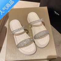 SUNTEK水钻拖鞋女夏外穿2023年新款仙女风时尚凉拖百搭厚底沙滩两穿凉鞋