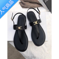 SUNTEK网红2023夏季人字黑色凉鞋平底夹脚趾罗马仙女风外穿拖鞋女ins潮