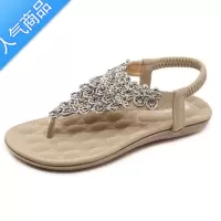 SUNTEK新款平底夹趾凉鞋女夏软底舒适沙滩鞋旅游低跟罗马学生人字拖凉鞋