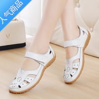 SUNTEK凉鞋女春夏款舒适软底软面妈妈鞋防滑平底透气镂空包头洞洞鞋