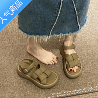 SUNTEK网红超火法式配裙子凉鞋仙女风厚底2023年新款夏季百搭平底高级感