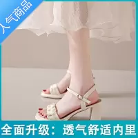 SUNTEK凉鞋女款2023年夏季新款时尚温柔百搭小个子粗跟洋气一字扣高跟鞋