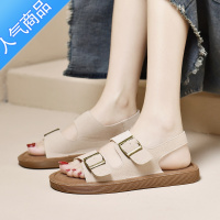 SUNTEK勃肯鞋子新款2023女夏季凉鞋夏外穿软底平底复古罗马博肯鞋潮